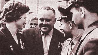 С.П. Королёв с Валентиной Терешковой, Юрием Гагариным и Валерием Быковским